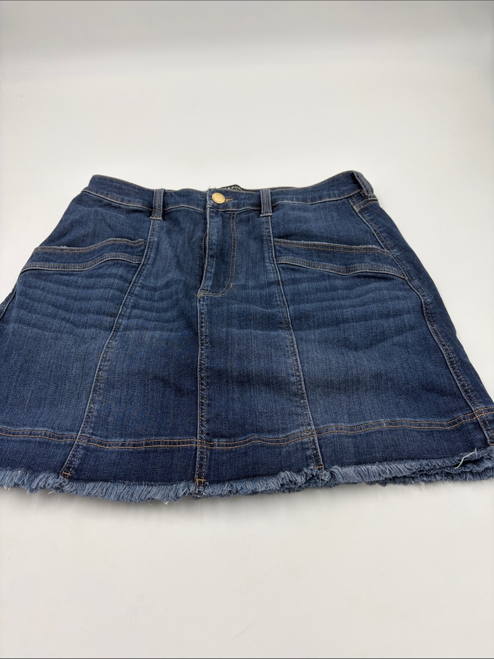 Liverpool Jeans Company Indigo Denim Mini Skirt with Frayed Hem